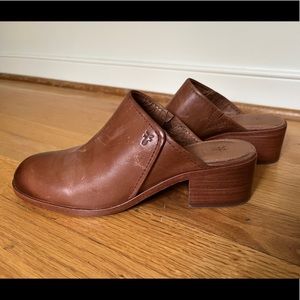 Frye Brown Leather Mule Heels